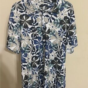 Buoy Men's Floral Blue and Black Shirt